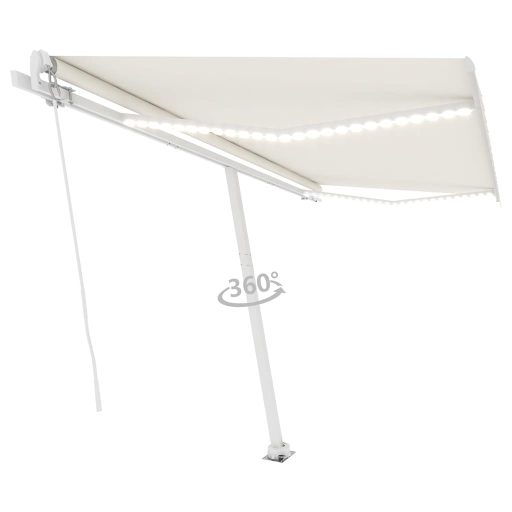 Tenda da Sole Retrattile Manuale con LED 400x300 cm Crema 3069542