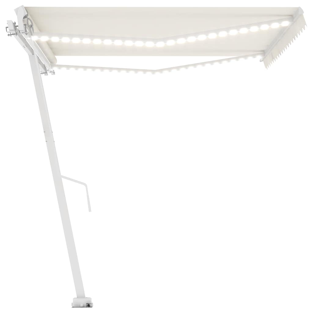 Tenda da Sole Retrattile Manuale con LED 400x300 cm Crema 3069542