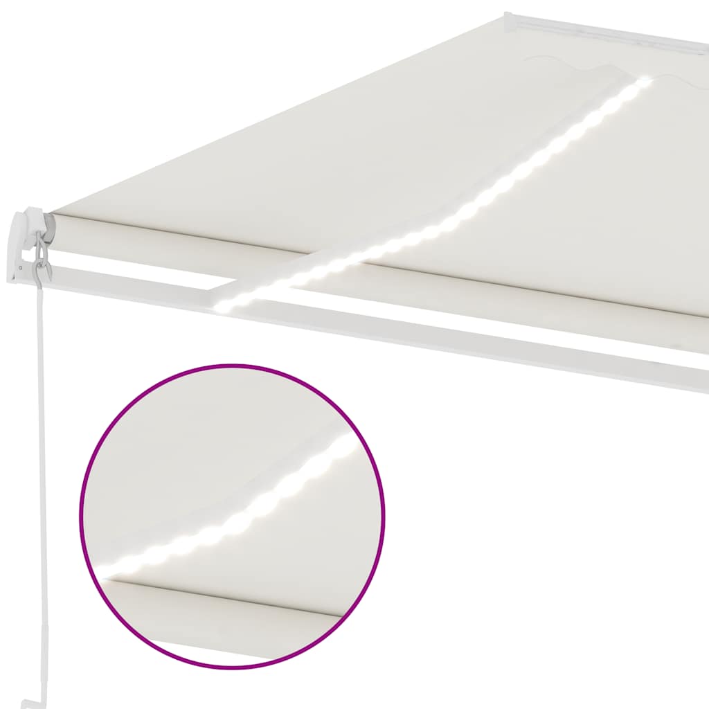 Tenda da Sole Retrattile Manuale con LED 400x300 cm Crema 3069542