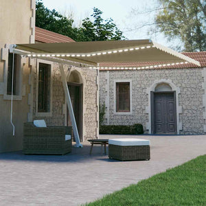Tenda da Sole Retrattile Manuale con LED 400x300 cm Crema 3069542