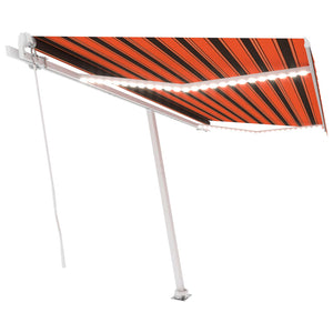 Tenda da Sole Retrattile Manuale LED 400x300 cm Arancio Marrone 3069545