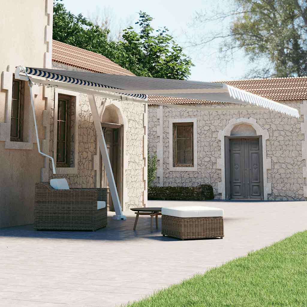 Tenda da Sole Automatica Autoportante 400x300 cm Blu e Bianca 3069546