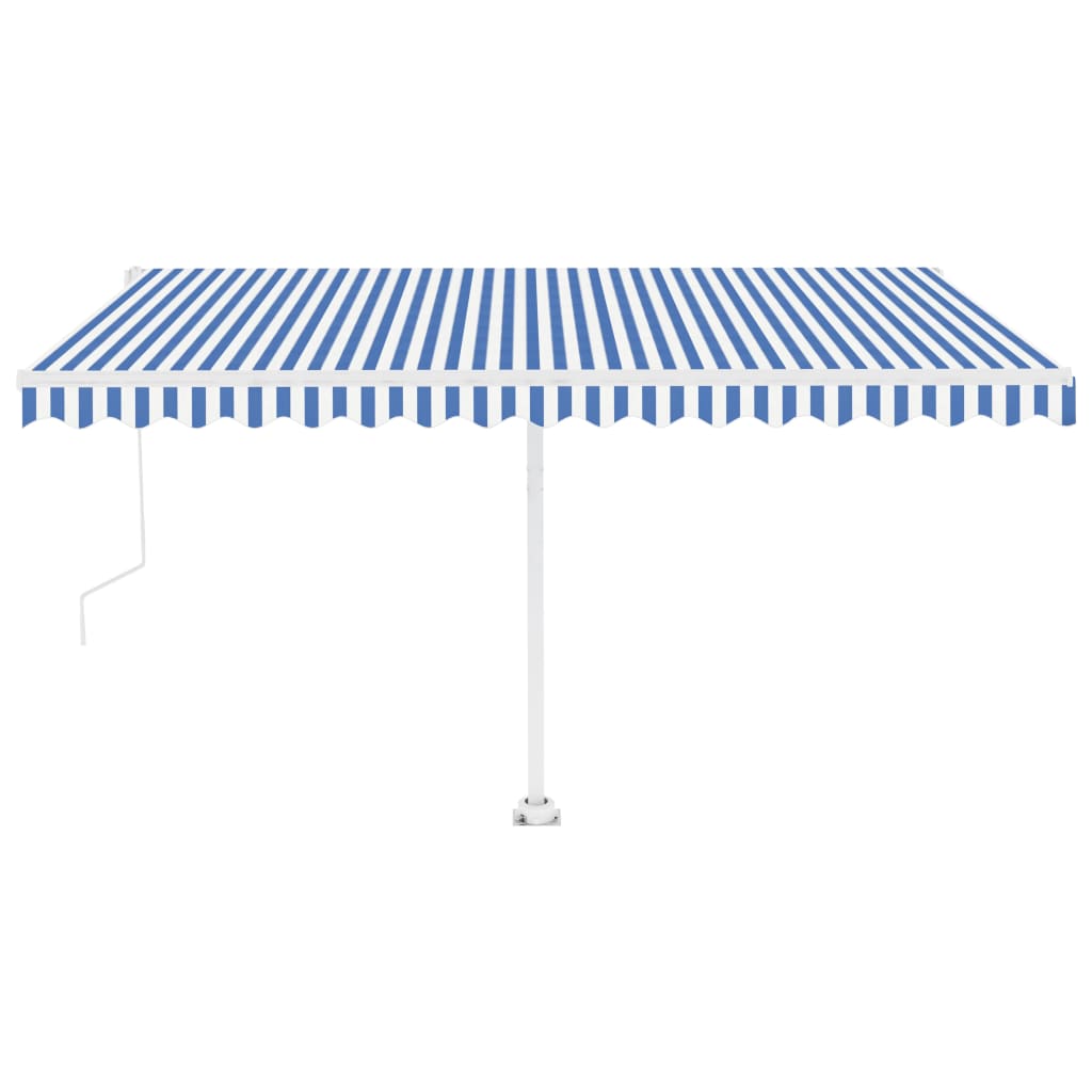 Tenda Automatica con Sensore Vento e LED 400x300 cm Blu Bianca 3069551