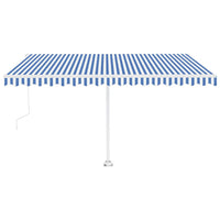 Tenda Automatica con Sensore Vento e LED 400x300 cm Blu Bianca 3069551