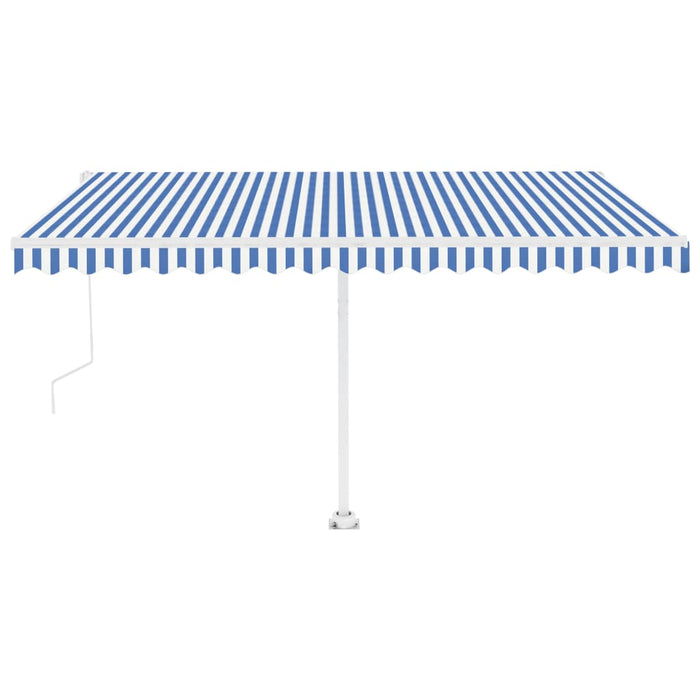 Tenda Automatica con Sensore Vento e LED 400x300 cm Blu Bianca 3069551