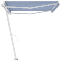 Tenda Retrattile Manuale con Palo 450x300 cm Blu/Bianca 3069556