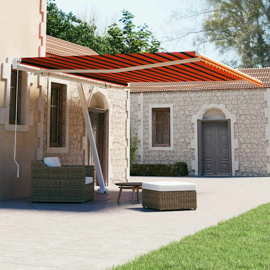 Tenda Retrattile Manuale con Palo 450x300 cm Arancio Marrone 3069560