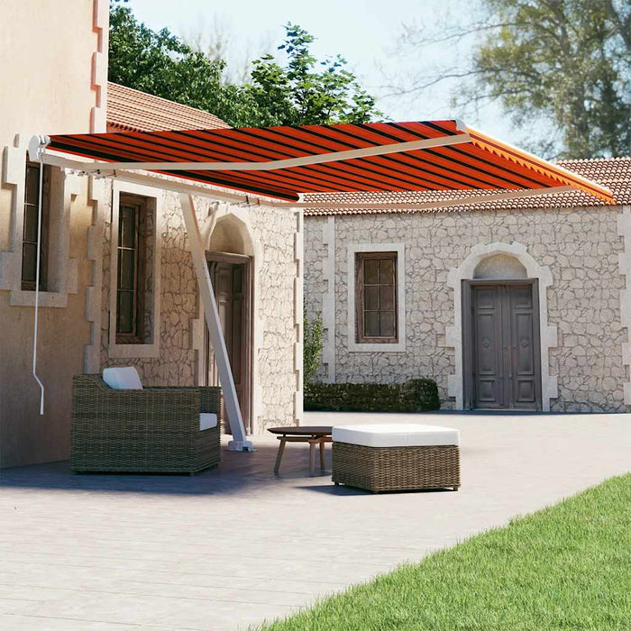 Tenda Retrattile Manuale con Palo 450x300 cm Arancio Marrone 3069560