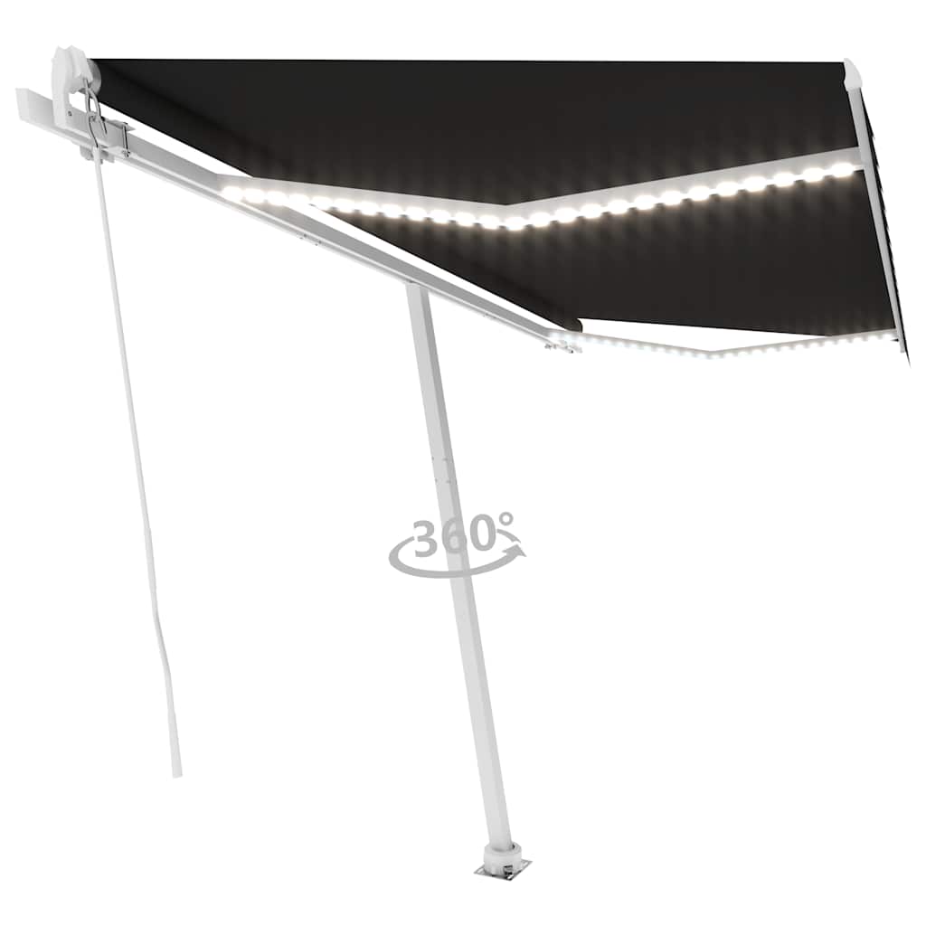 Tenda da Sole Retrattile Manuale con LED 450x300 cm Antracite 3069564