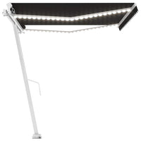 Tenda da Sole Retrattile Manuale con LED 450x300 cm Antracite 3069564