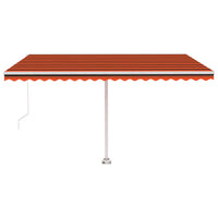 Tenda da Sole Retrattile Manuale LED 450x300 cm Arancio Marrone 3069565