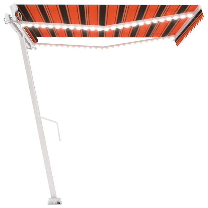 Tenda da Sole Retrattile Manuale LED 450x300 cm Arancio Marrone 3069565