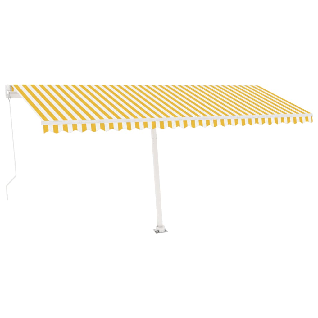 Tenda da Sole Autoportante Manuale 500x300 cm Gialla Bianca 3069578