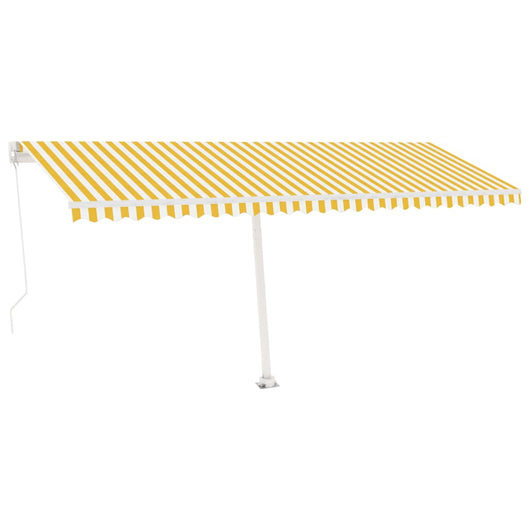 Tenda da Sole Autoportante Manuale 500x300 cm Gialla Bianca 3069578