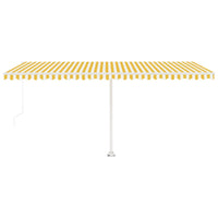 Tenda da Sole Retrattile Manuale LED 500x300 cm Gialla Bianca 3069583