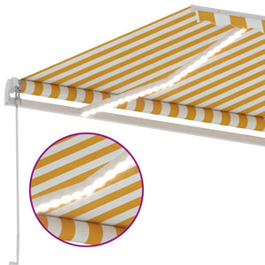 Tenda da Sole Retrattile Manuale LED 500x300 cm Gialla Bianca 3069583