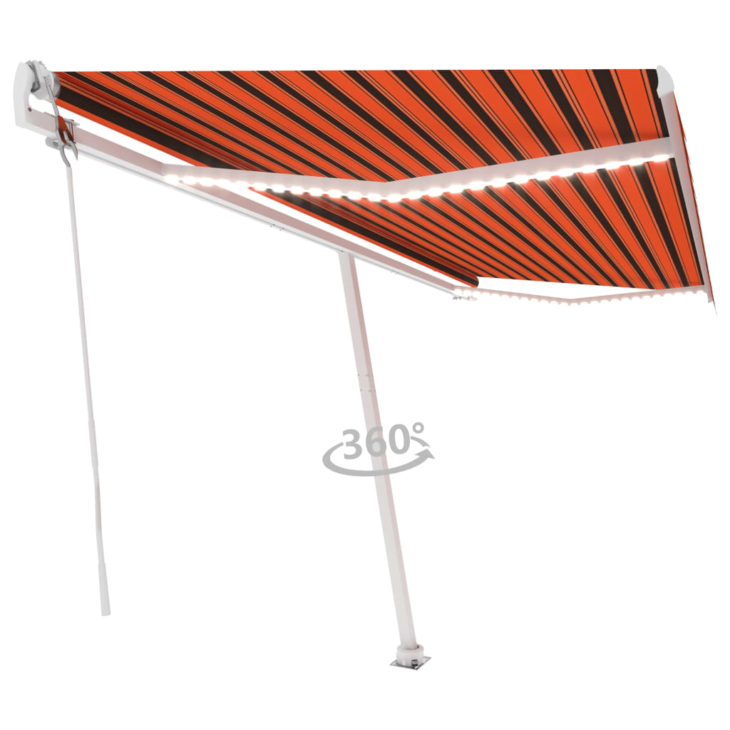 Tenda Automatica Sensore Vento e LED 500x300 cm Arancio Marrone 3069595
