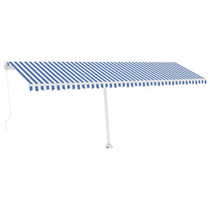 Tenda da Sole Autoportante Manuale 600x300 cm Blu Bianca 3069596