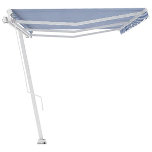 Tenda da Sole Autoportante Manuale 600x300 cm Blu Bianca 3069596