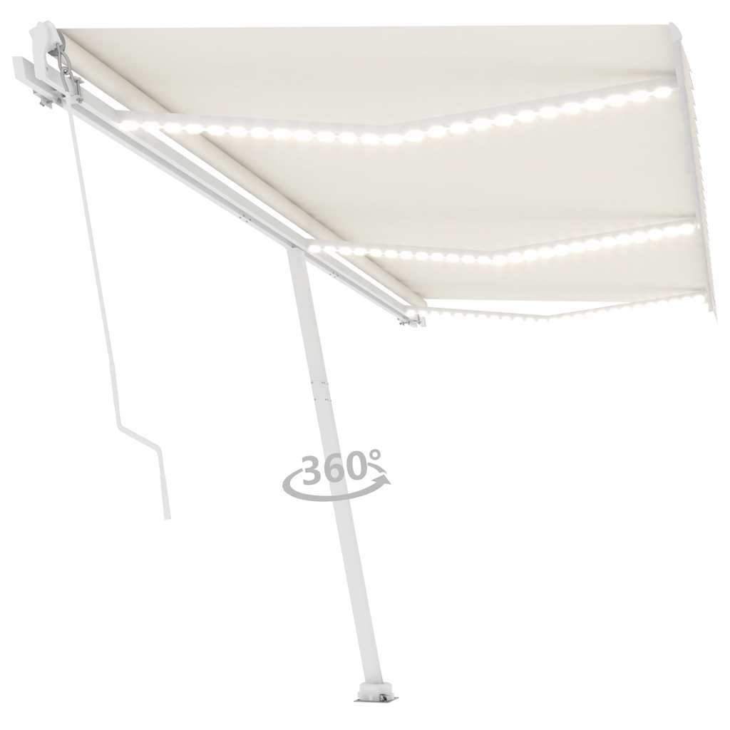 Tenda da Sole Retrattile Manuale con LED 600x300 cm Crema 3069602