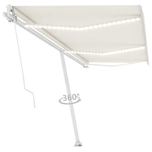 Tenda da Sole Retrattile Manuale con LED 600x300 cm Crema 3069602