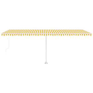 Tenda da Sole Retrattile Manuale e LED 600x300cm Gialla Bianca 3069603