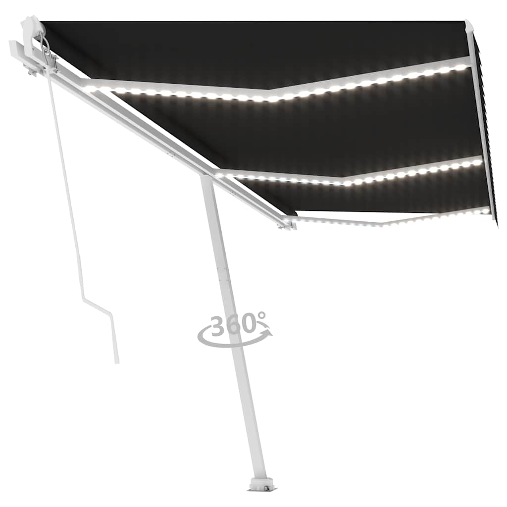 Tenda da Sole Retrattile Manuale con LED 600x300 cm Antracite 3069604