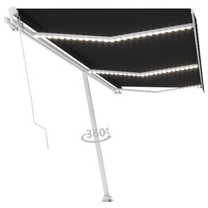 Tenda da Sole Retrattile Manuale con LED 600x300 cm Antracite 3069604