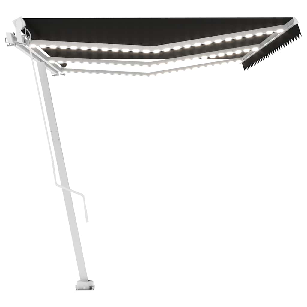 Tenda da Sole Retrattile Manuale con LED 600x300 cm Antracite 3069604