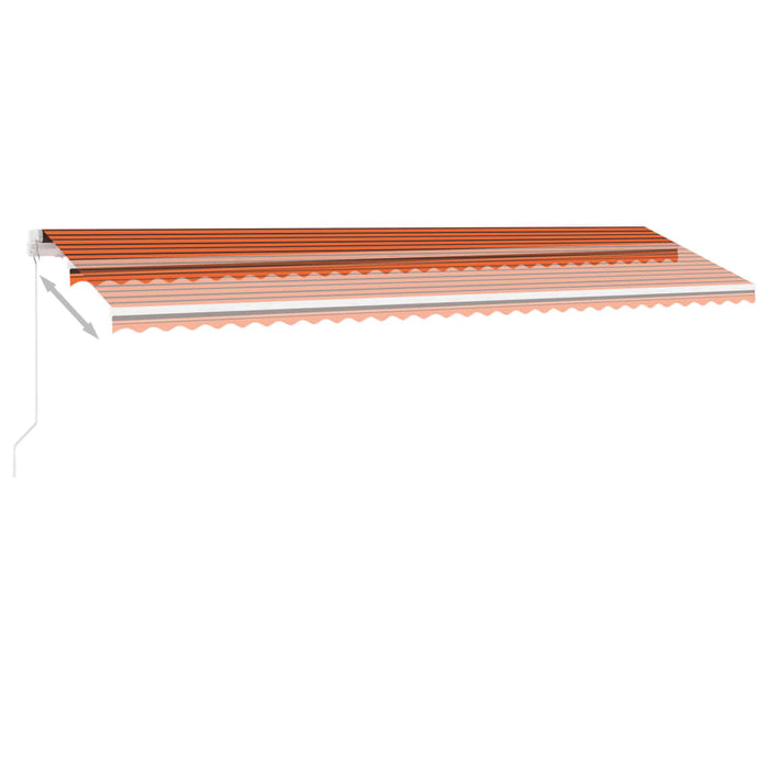 Tenda da Sole Retrattile Manuale LED 600x300 cm Arancio Marrone cod mxl 43856