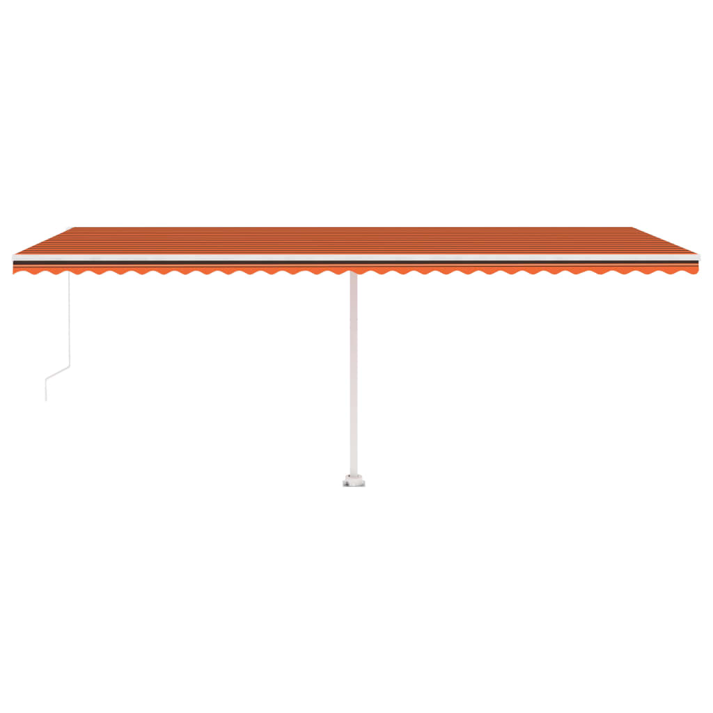 Tenda da Sole Retrattile Manuale LED 600x300 cm Arancio Marrone cod mxl 43856