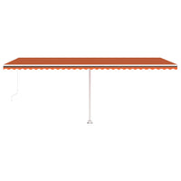Tenda da Sole Retrattile Manuale LED 600x300 cm Arancio Marrone cod mxl 43856