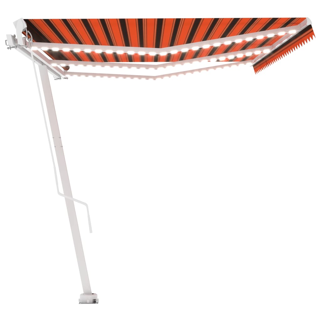 Tenda da Sole Retrattile Manuale LED 600x300 cm Arancio Marrone cod mxl 43856
