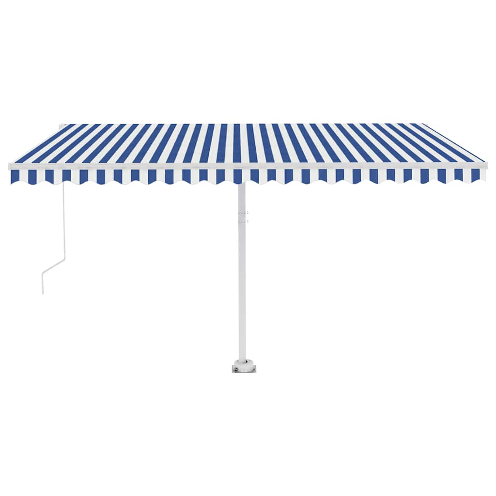 Tenda Retrattile Manuale Autoportante 450x300 cm Blu Bianca 3069616
