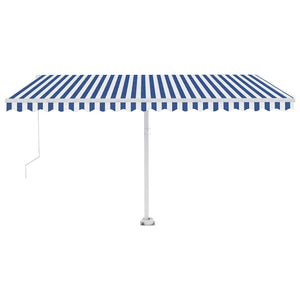 Tenda Retrattile Manuale Autoportante 450x300 cm Blu Bianca 3069616