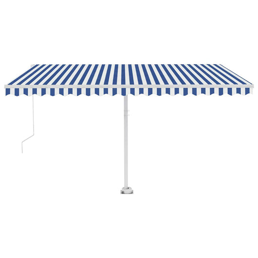 Tenda Retrattile Manuale Autoportante 450x300 cm Blu Bianca 3069616
