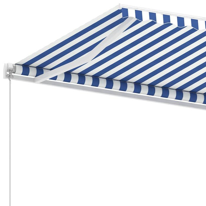 Tenda Retrattile Manuale Autoportante 450x300 cm Blu Bianca 3069616