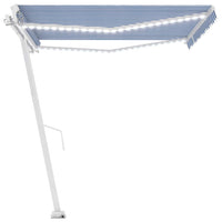 Tenda da Sole Retrattile Manuale con LED 400x350 cm Blu Bianco 3069621