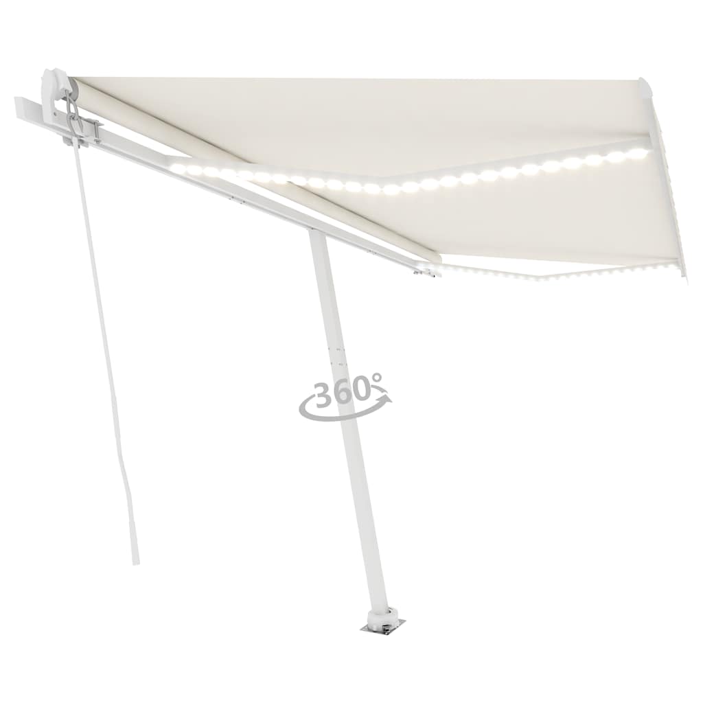 Tenda da Sole Retrattile Manuale con LED 400x350 cm Crema 3069622