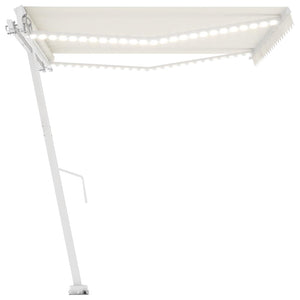 Tenda da Sole Retrattile Manuale con LED 400x350 cm Crema 3069622