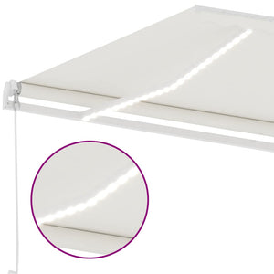 Tenda da Sole Retrattile Manuale con LED 400x350 cm Crema 3069622