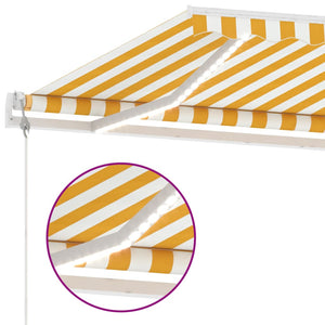 Tenda Automatica Sensore Vento e LED 400x350 cm Gialla Bianca 3069633