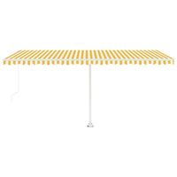 Tenda da Sole Autoportante Manuale 500x350 cm Gialla Bianca 3069658