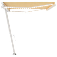 Tenda da Sole Retrattile Manuale LED 400x350 cm Giallo Bianco 3069663