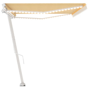 Tenda da Sole Retrattile Manuale LED 400x350 cm Giallo Bianco 3069663