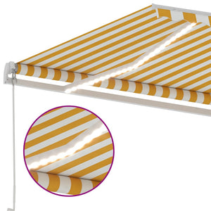 Tenda da Sole Retrattile Manuale LED 400x350 cm Giallo Bianco 3069663