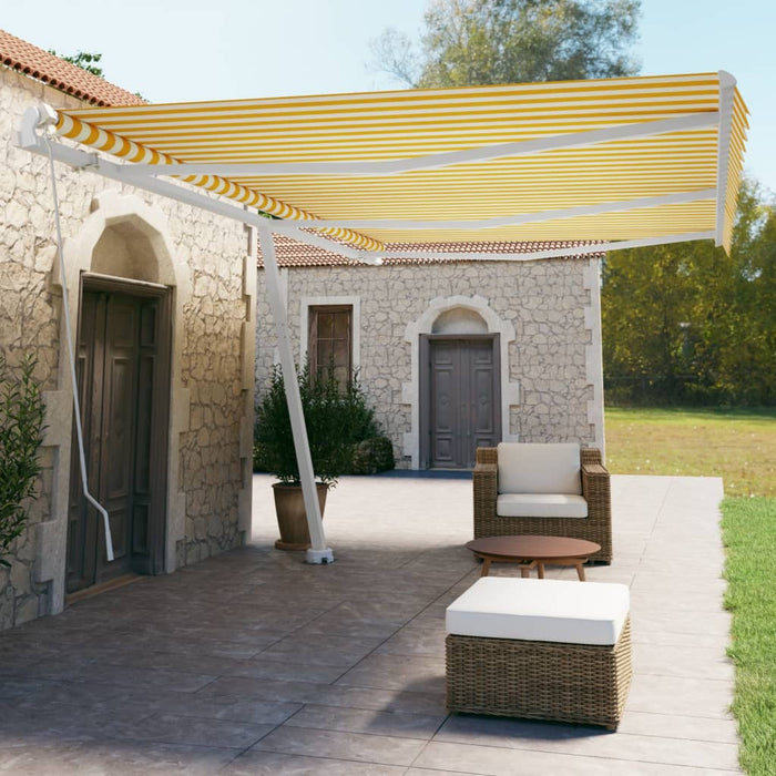 Tenda da Sole Autoportante Manuale 600x350 cm Gialla Bianca 3069678