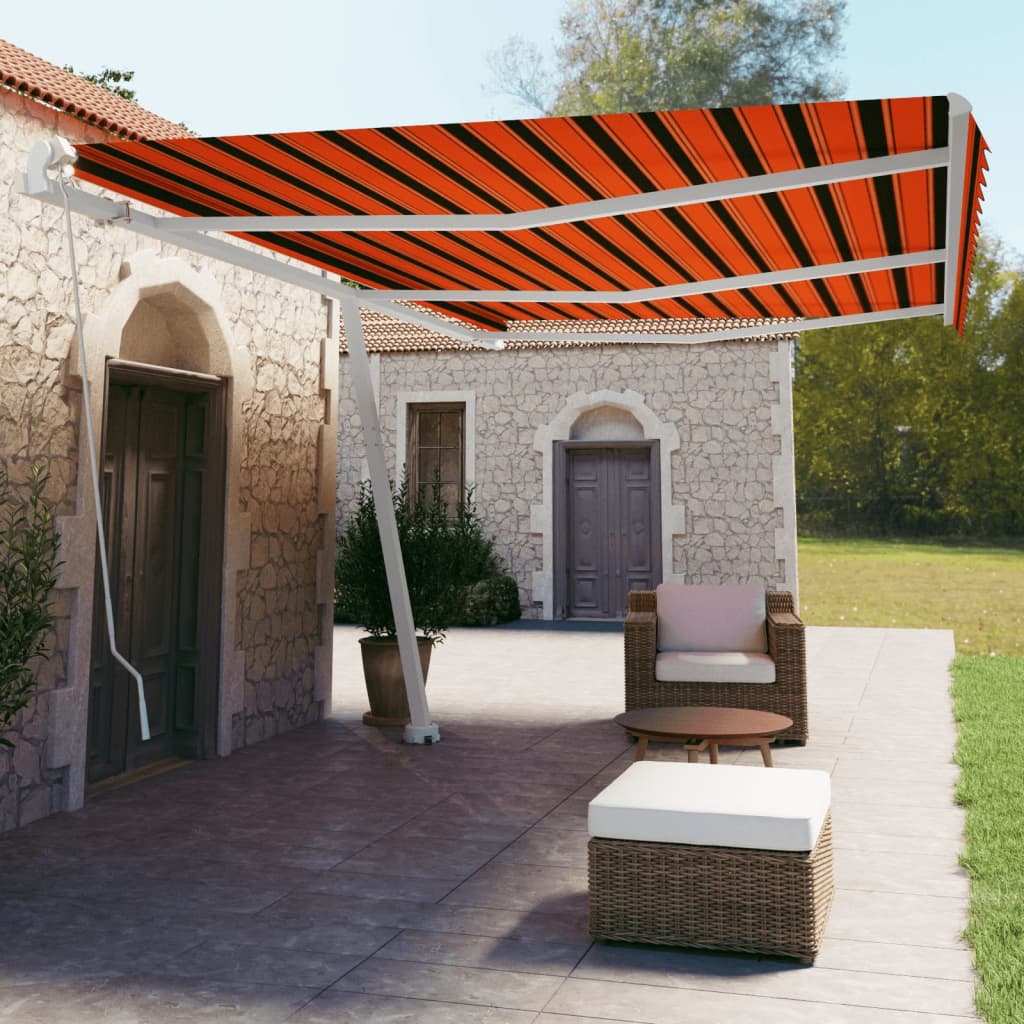 Tenda da Sole Retrattile Manuale 600x350 cm Arancione e Marrone  cod mxl 39694