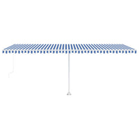 Tenda da Sole Retrattile Manuale con LED 600x350 cm Blu Bianco 3069681