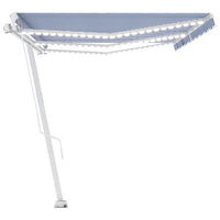 Tenda da Sole Retrattile Manuale con LED 600x350 cm Blu Bianco 3069681